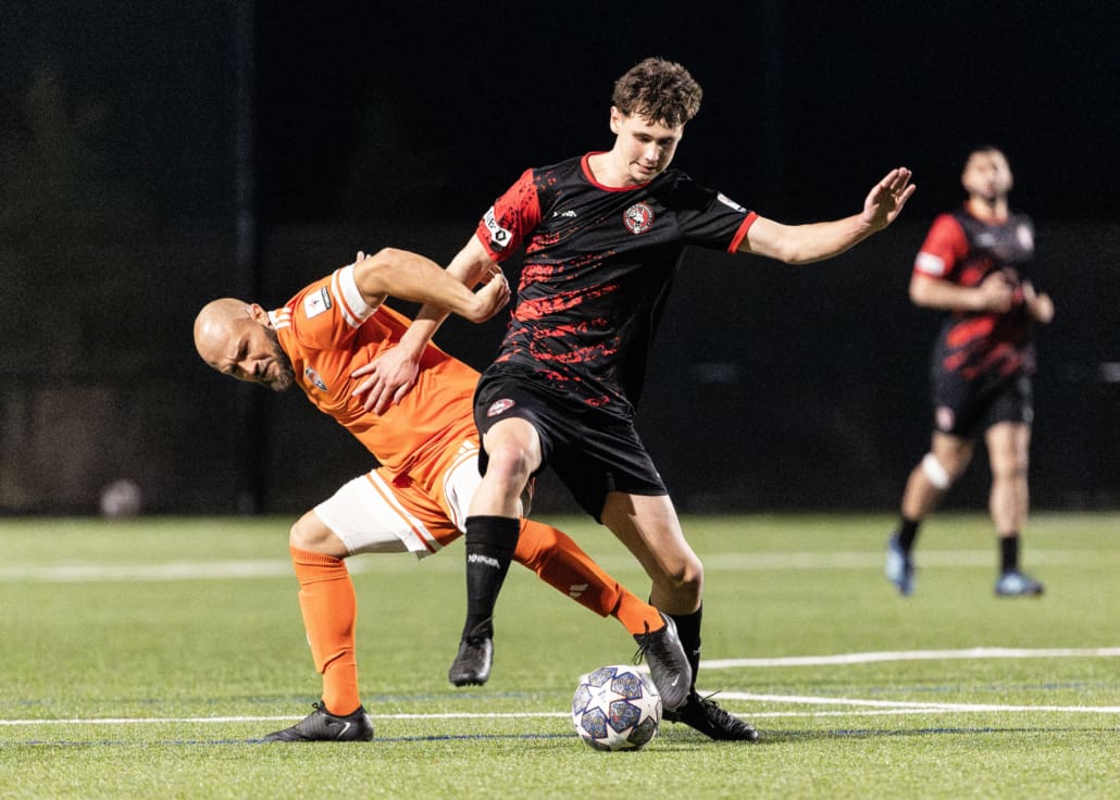 League1 Ontario soccer action between Hamilton United and North Mississauga SC on April 18, 2025 at Churchill Meadows