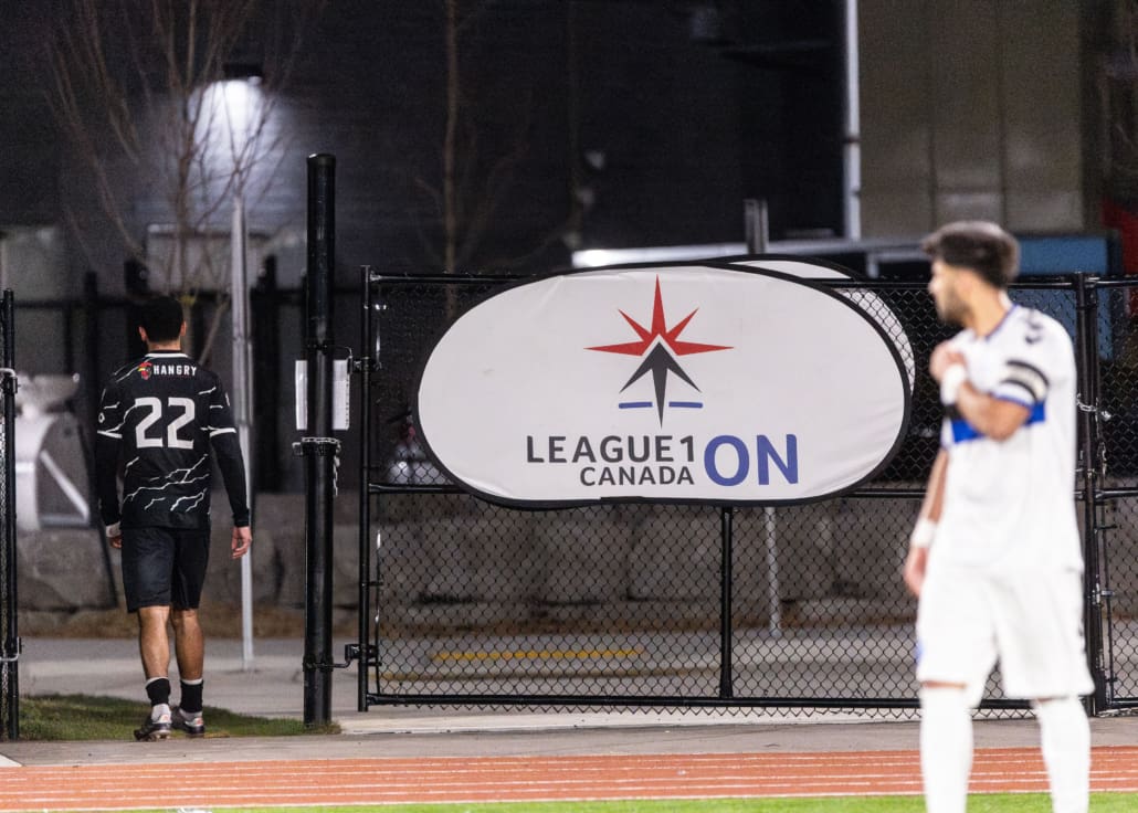 League1 Ontario soccer action between Sigma FC and Scrosoppi FC on April 22, 2025 at St. Kateri in Milton