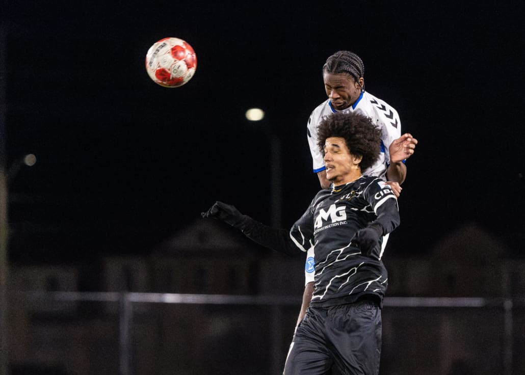 League1 Ontario soccer action between Sigma FC and Scrosoppi FC on April 22, 2025 at St. Kateri in Milton
