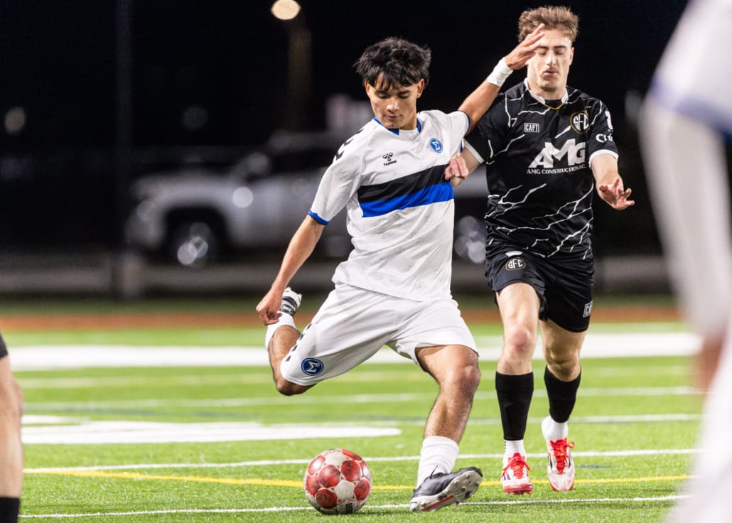 League1 Ontario soccer action between Sigma FC and Scrosoppi FC on April 22, 2025 at St. Kateri in Milton