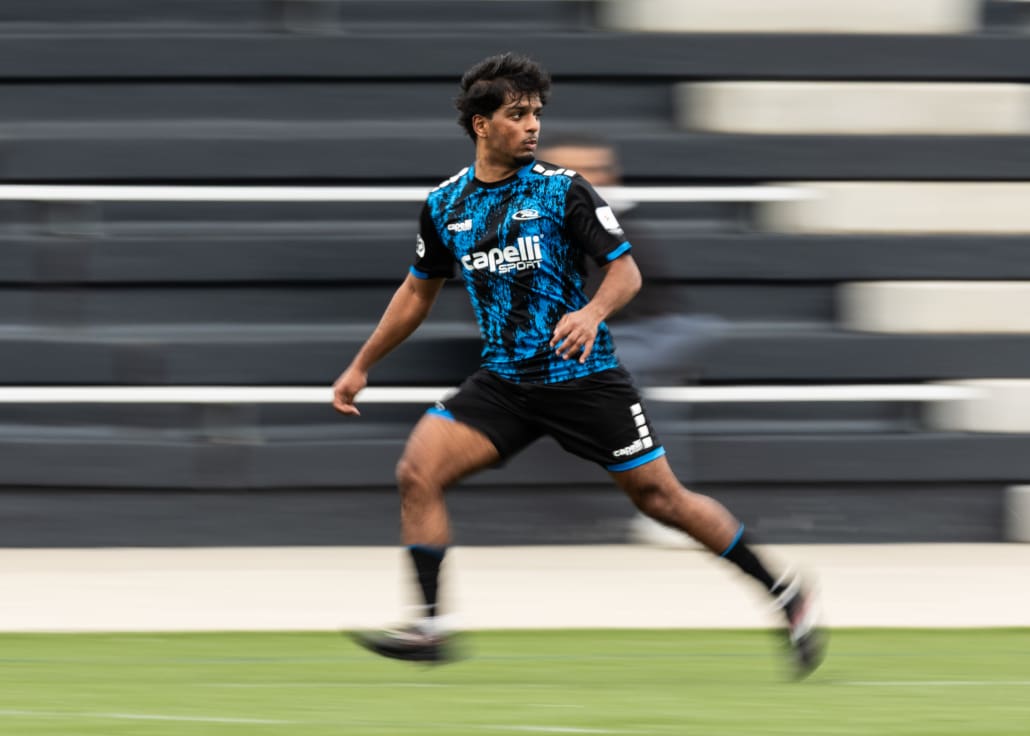 League1 Ontario soccer action between Oakville SC and Rush Academy on May 3, 2025 at Sheridan College in Oakville
