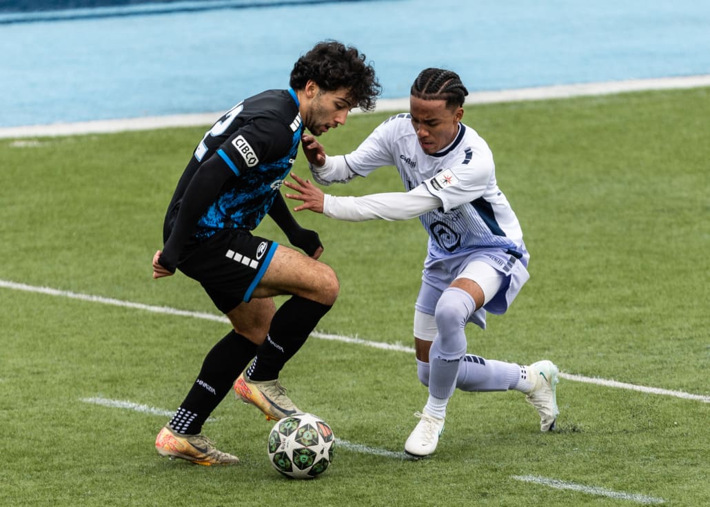 League1 Ontario soccer action between Oakville SC and Rush Academy on May 3, 2025 at Sheridan College in Oakville