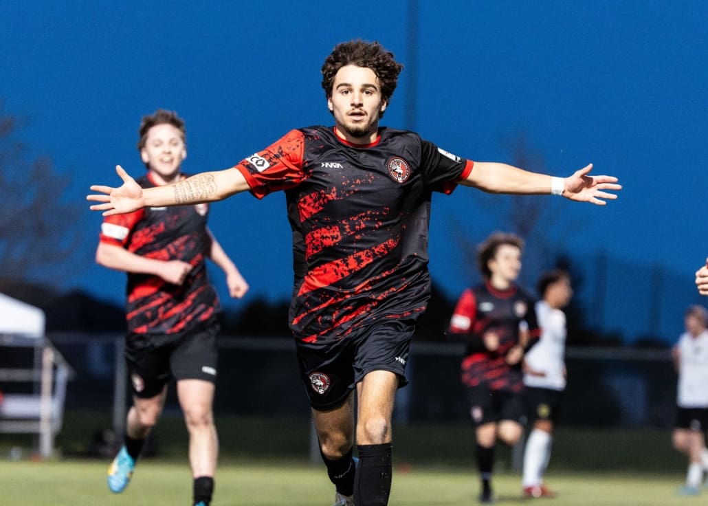 League1 Ontario soccer action between North Mississauga SC and Waterloo United on May 9, 2025 at RIM Park in Waterloo