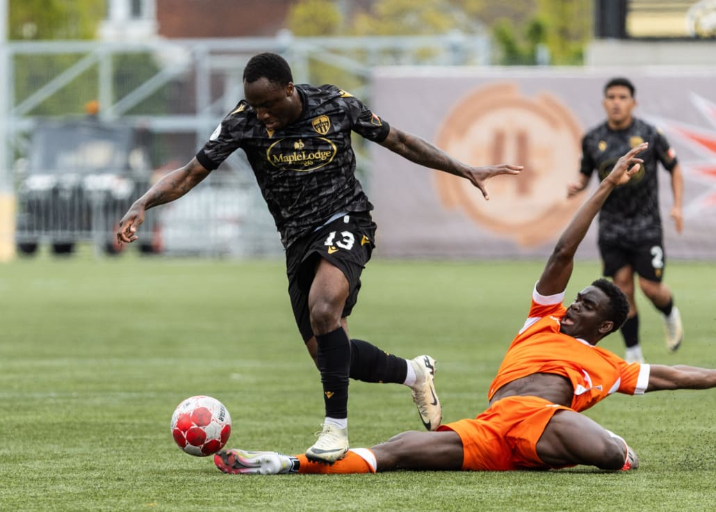 Canadian Premier League soccer action between Atlético Ottawa and Forge FC on May 13, 2025 at Hamilton Stadium in Hamilton