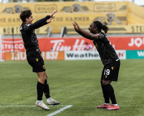 Canadian Premier League soccer action between Atlético Ottawa and Forge FC on May 13, 2025 at Hamilton Stadium in Hamilton