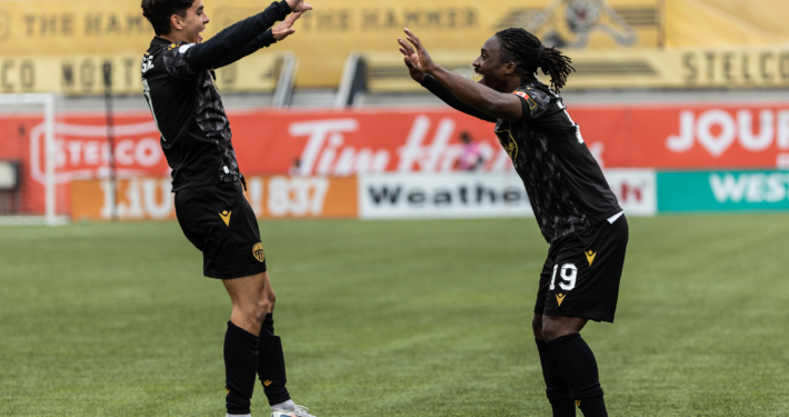 Canadian Premier League soccer action between Atlético Ottawa and Forge FC on May 13, 2025 at Hamilton Stadium in Hamilton