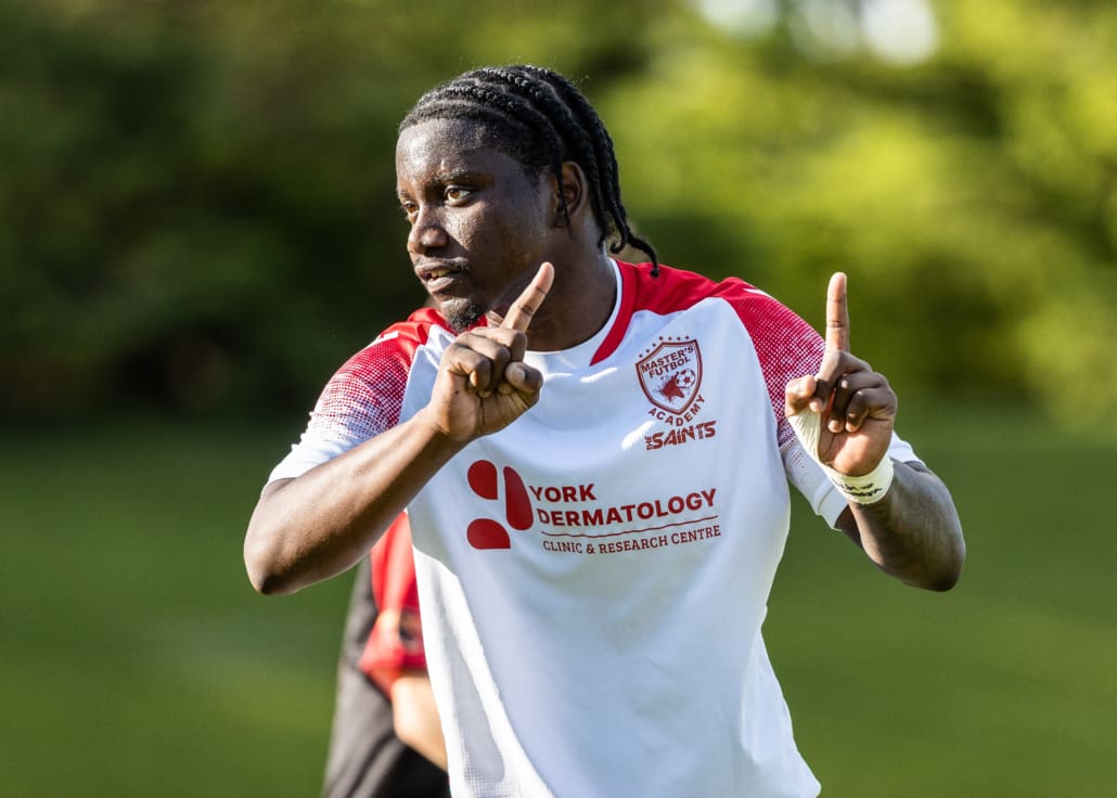 League1 Ontario soccer action between Masters FA and Guelph United on May 25, 2025 at Centennial Bowl in Guelph