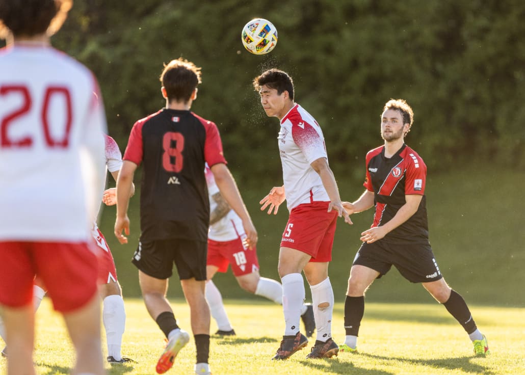 League1 Ontario soccer action between Masters FA and Guelph United on May 25, 2025 at Centennial Bowl in Guelph