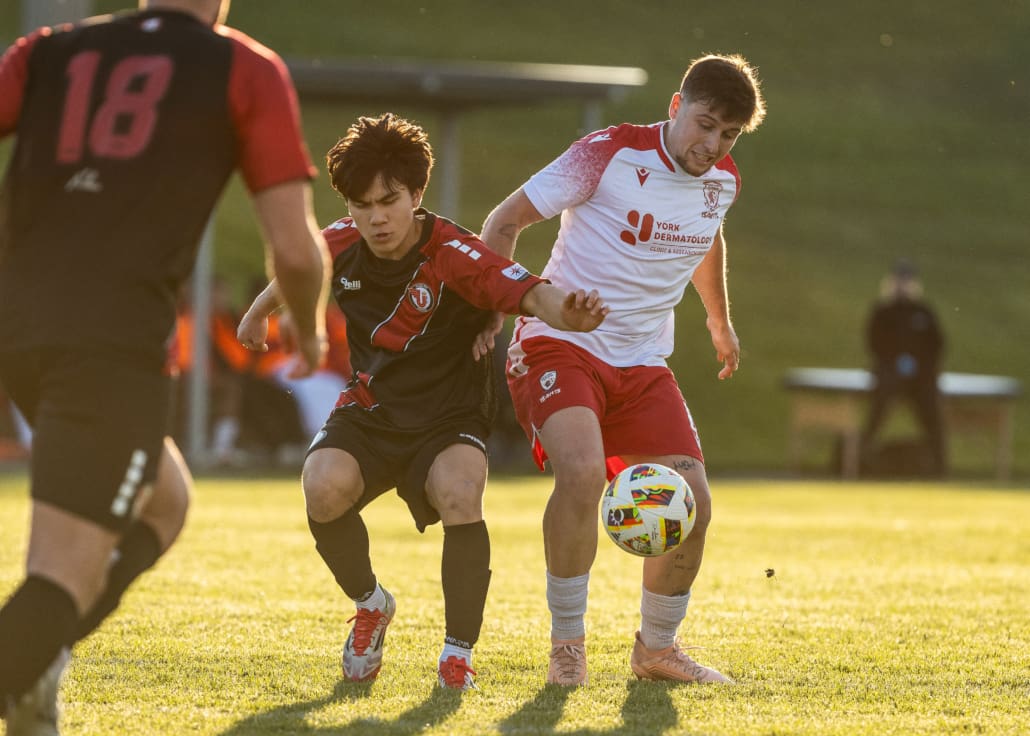 League1 Ontario soccer action between Masters FA and Guelph United on May 25, 2025 at Centennial Bowl in Guelph