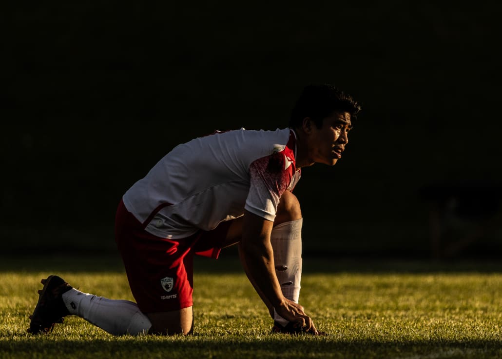 League1 Ontario soccer action between Masters FA and Guelph United on May 25, 2025 at Centennial Bowl in Guelph