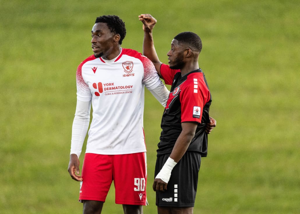 League1 Ontario soccer action between Masters FA and Guelph United on May 25, 2025 at Centennial Bowl in Guelph
