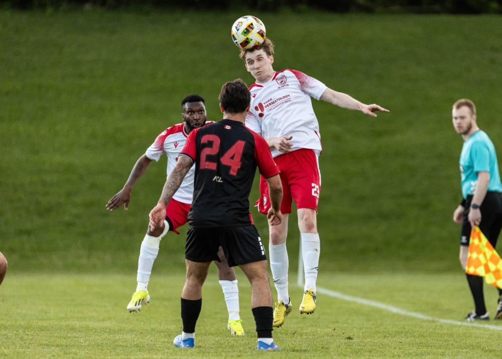 League1 Ontario soccer action between Masters FA and Guelph United on May 25, 2025 at Centennial Bowl in Guelph