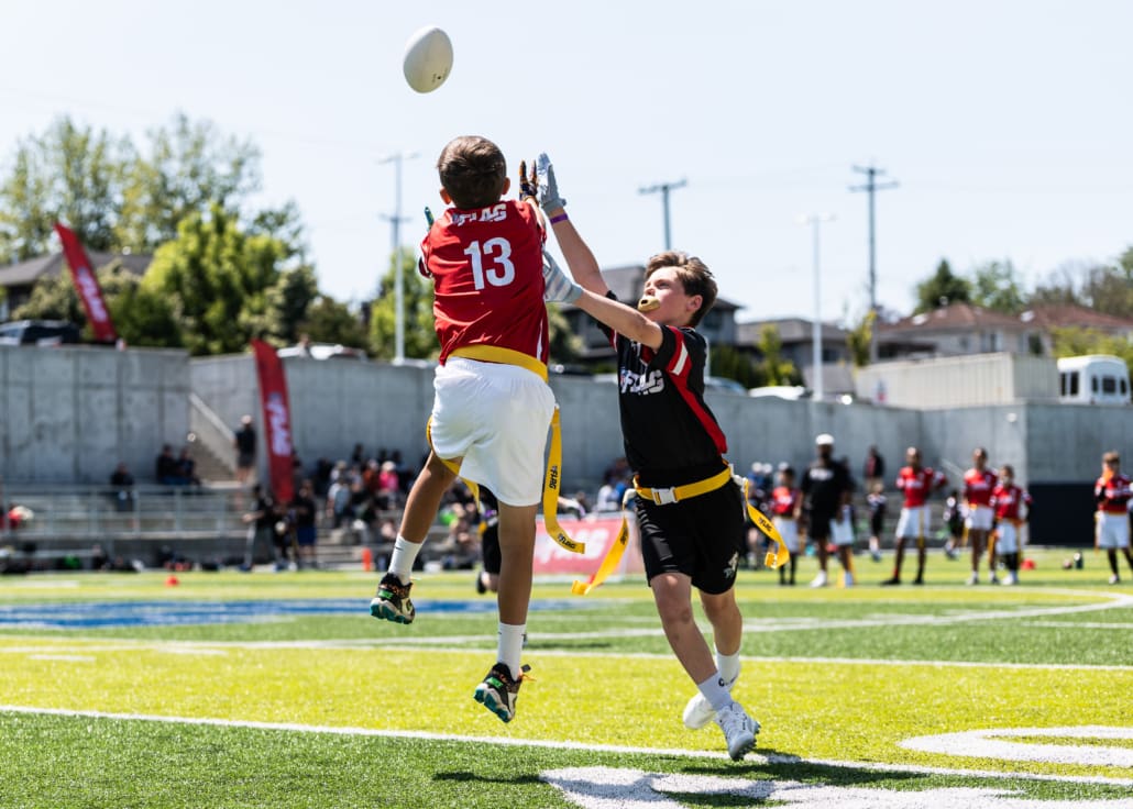 NFL Flag Regionals in flag football action on June 1, 2025 at Notre Dame Secondary School in Vancouver NFL Flag Regionals in flag football action on June 1, 2025 at Notre Dame Secondary School in Vancouver