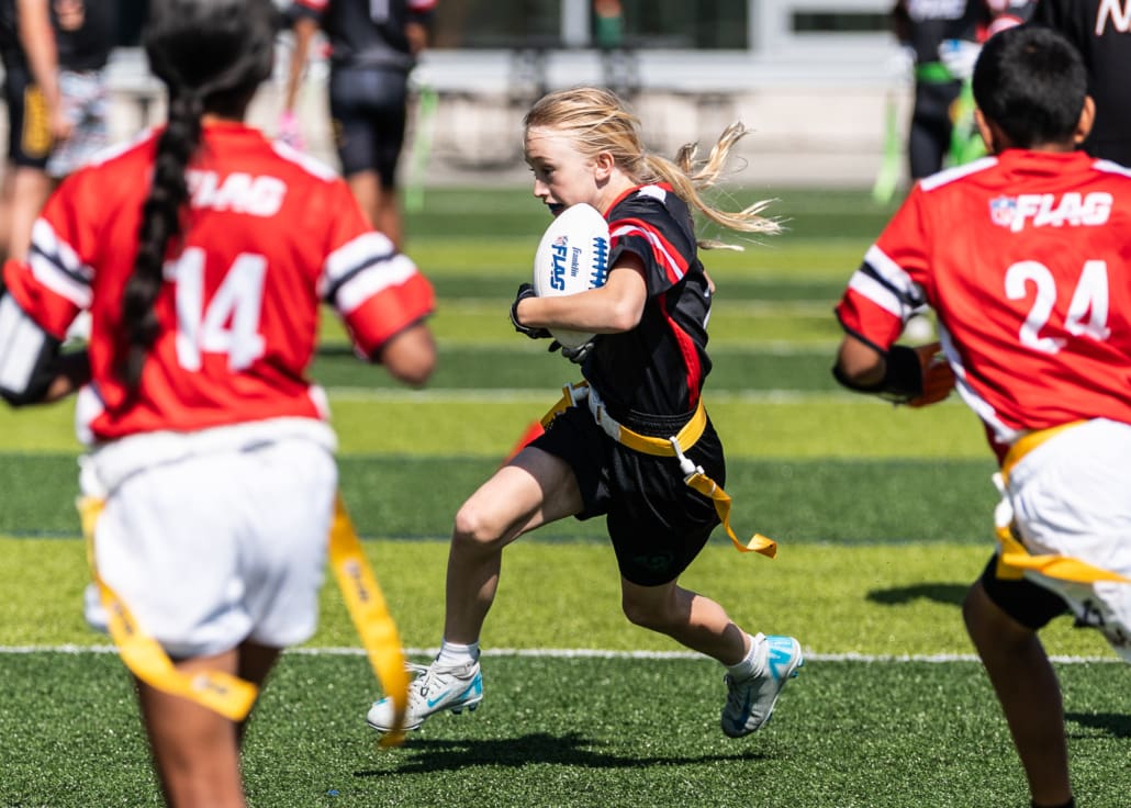 NFL Flag Regionals in flag football action on June 1, 2025 at Notre Dame Secondary School in Vancouver NFL Flag Regionals in flag football action on June 1, 2025 at Notre Dame Secondary School in Vancouver