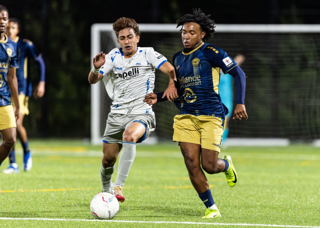 League1 Ontario soccer action between Rush Academy and Oakville SC on June 12, 2025 at Sixteen Mile