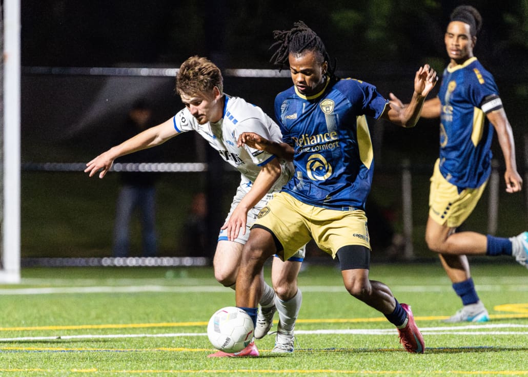 League1 Ontario soccer action between Rush Academy and Oakville SC on June 12, 2025 at Sixteen Mile