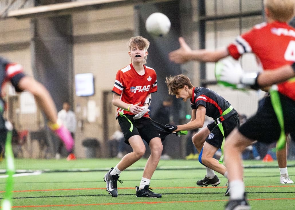 NFL Flag Regionals in flag football action on June 14, 2025 at the Nisku Turf Training Centre in Edmonton