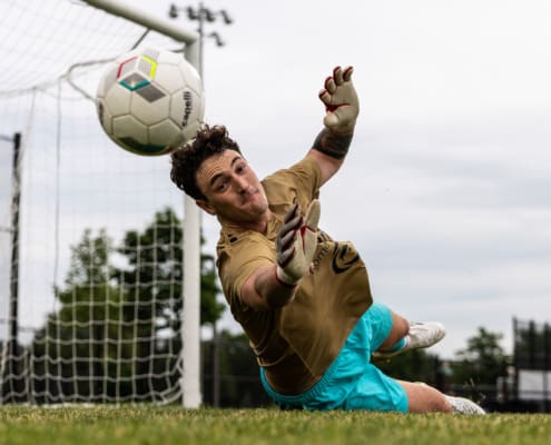 League1 Ontario soccer action between Vaughan Azzurri and Oakville SC on June 18, 2025 at Pine Glen Park in Oakville