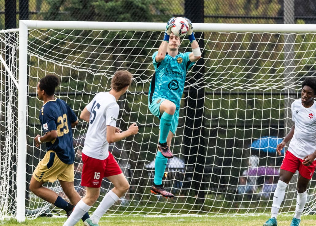 League1 Ontario soccer action between Vaughan Azzurri and Oakville SC on June 18, 2025 at Pine Glen Park in Oakville