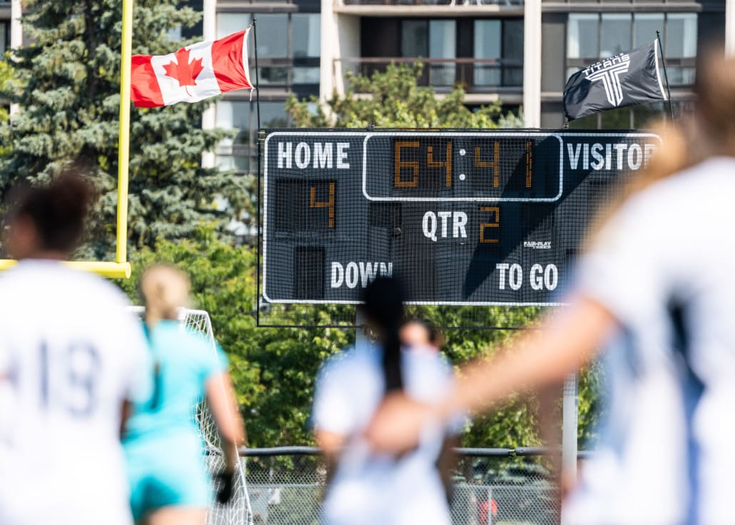 League1 Ontario soccer action between Burlington SC and Oakville SC on July 6, 2025 at Bronte Athletic Park in Oakville