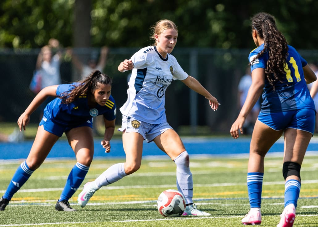 League1 Ontario soccer action between Burlington SC and Oakville SC on July 6, 2025 at Bronte Athletic Park in Oakville