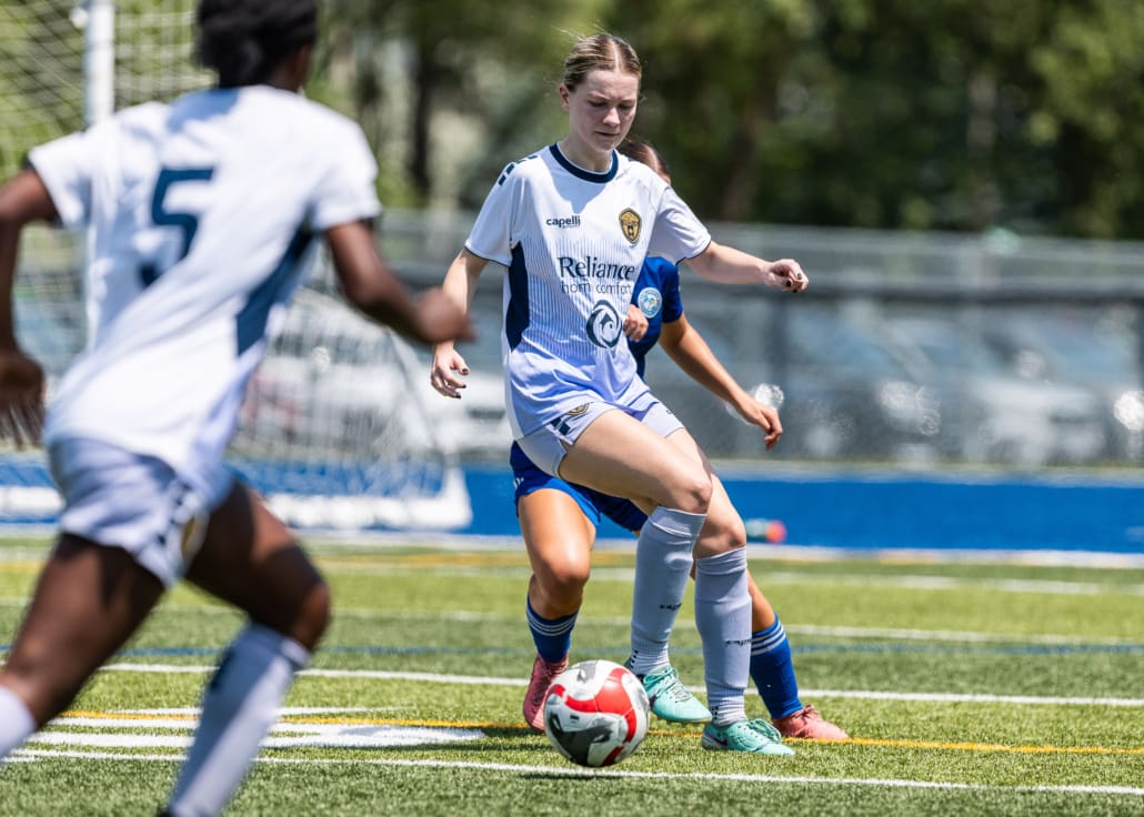League1 Ontario soccer action between Burlington SC and Oakville SC on July 6, 2025 at Bronte Athletic Park in Oakville