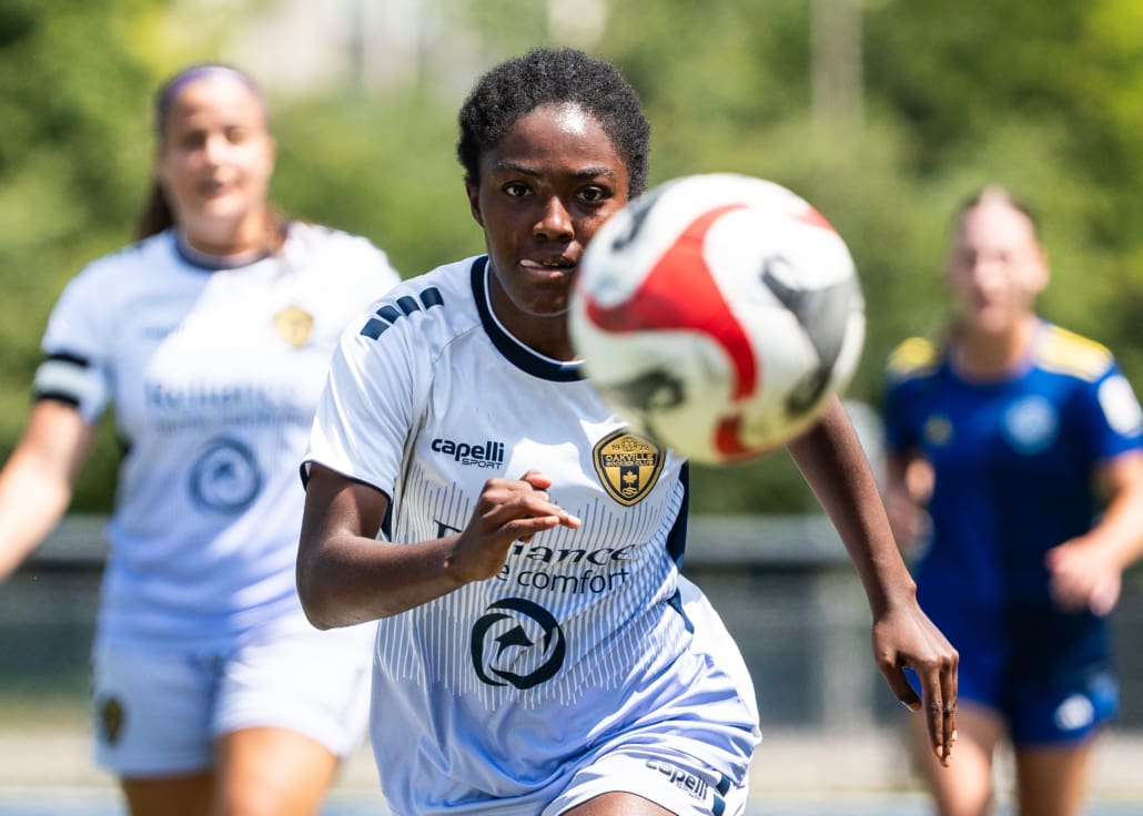 League1 Ontario soccer action between Burlington SC and Oakville SC on July 6, 2025 at Bronte Athletic Park in Oakville