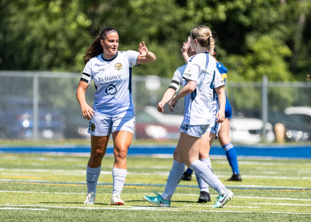 League1 Ontario soccer action between Burlington SC and Oakville SC on July 6, 2025 at Bronte Athletic Park in Oakville