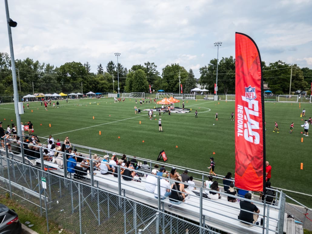NFL Flag Regionals in flag football action on July 12, 2025 at Algonquin College in Ottawa NFL Flag Regionals in flag football action on July 12, 2025 at Algonquin College in Ottawa