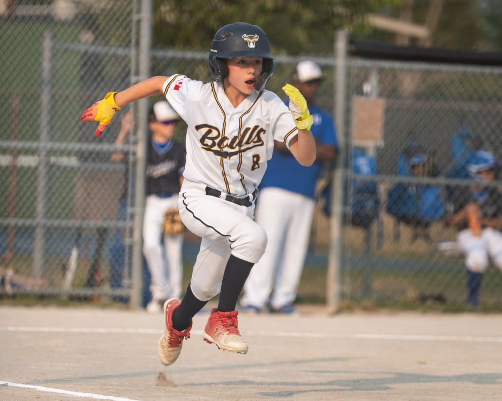 U10 Burlington Bulls in BOMBA Baseball action on August 6, 2025 at Nelson Park in Burlington