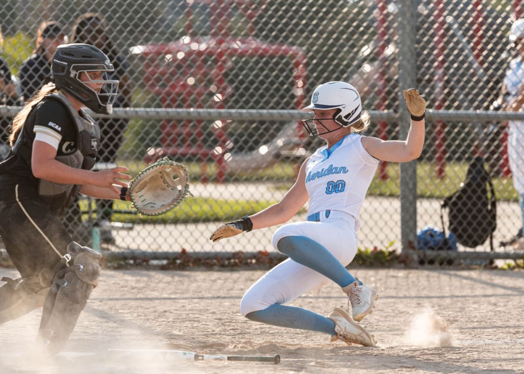 Ontario Colleges Athletic Association softball action between the Conestoga Condors and the Sheridan Bruins on September 18, 2025 at Quenippenon Meadows Community Park