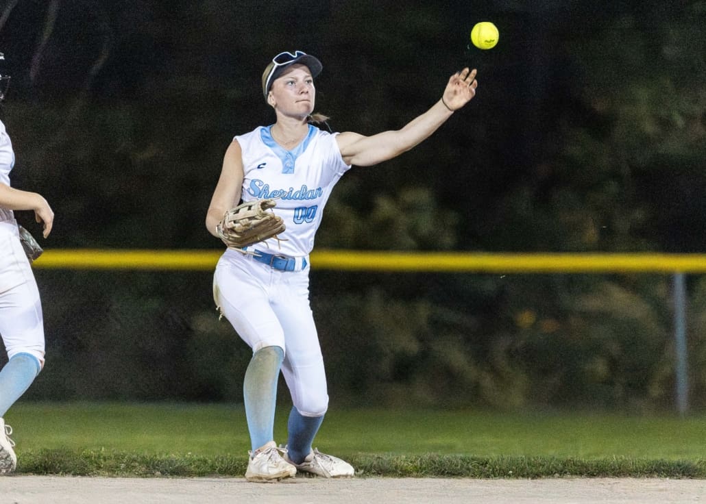 Ontario Colleges Athletic Association softball action between the Conestoga Condors and the Sheridan Bruins on September 18, 2025 at Quenippenon Meadows Community Park