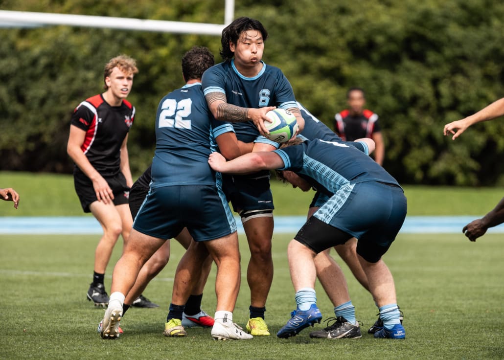 Ontario Colleges Athletic Association rugby game between the Sheridan Bruins and the Seneca Sting on September 27, 2025 at Sheridan College