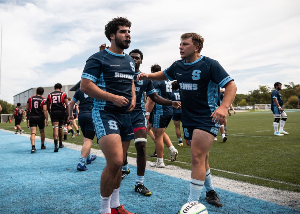 Ontario Colleges Athletic Association rugby game between the Sheridan Bruins and the Seneca Sting on September 27, 2025 at Sheridan College