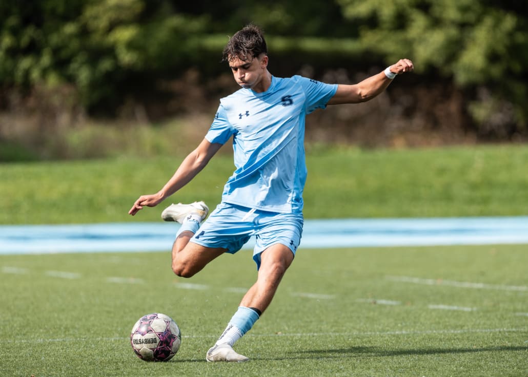 Ontario Colleges Athletic Association soccer action between the St. Clair Saints and Sheridan Bruins on September 27, 2025 at Sheridan College