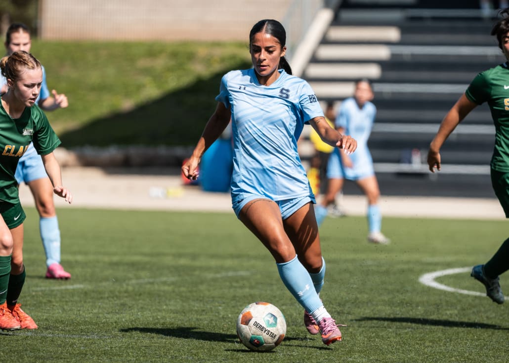 Ontario Colleges Athletic Association soccer action between the St. Clair Saints and Sheridan Bruins on September 27, 2025 at Sheridan College