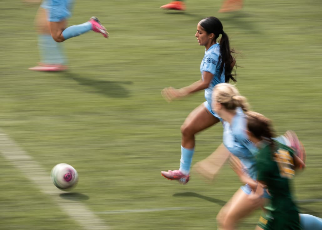 Ontario Colleges Athletic Association soccer action between the St. Clair Saints and Sheridan Bruins on September 27, 2025 at Sheridan College