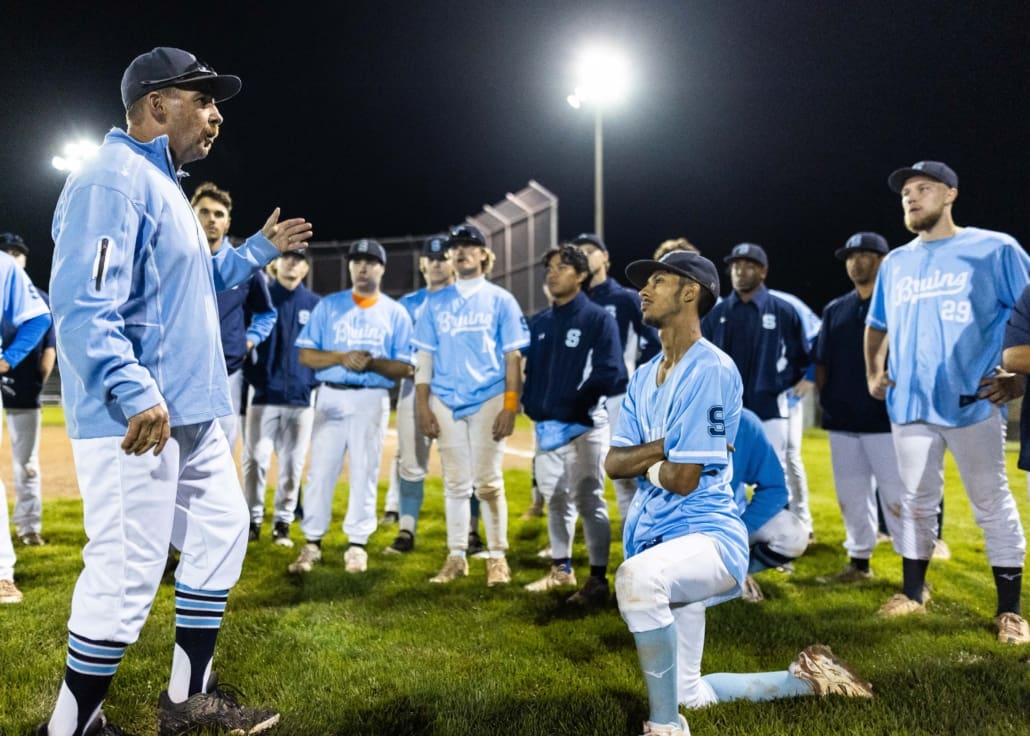 Ontario Colleges Athletic Association baseball action between the Durham Lords and Sheridan Bruins on September 30, 2025 at Quenippenon Meadows Community Park