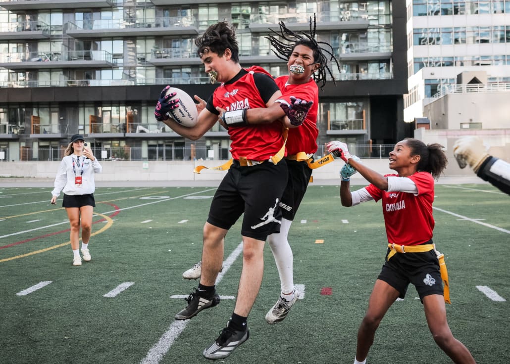 NFL Flag Championship in flag football action on October 3, 4, and 5 in Toronto at North Toronto Collegiate Institute