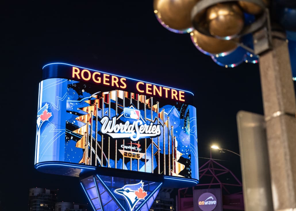 Major League Baseball World Series fan photos during baseball action between the Los Angeles Dodgers and Toronto Blue Jays on November 1, 2025 at Rogers Centre, Real Sports Bar, and Nathan Phillips Square