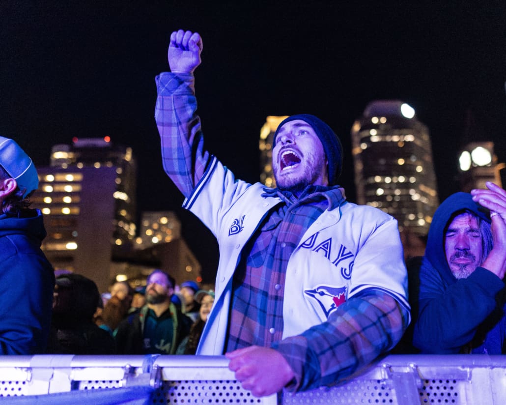 Major League Baseball World Series fan photos during baseball action between the Los Angeles Dodgers and Toronto Blue Jays on November 1, 2025 at Rogers Centre, Real Sports Bar, and Nathan Phillips Square
