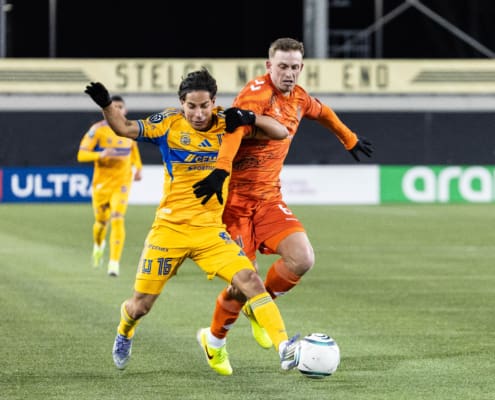 CONCACAF Champions Cup soccer action between Tigres UANL and Forge FC on February 3, 2026 at Hamilton Stadium in Hamilton