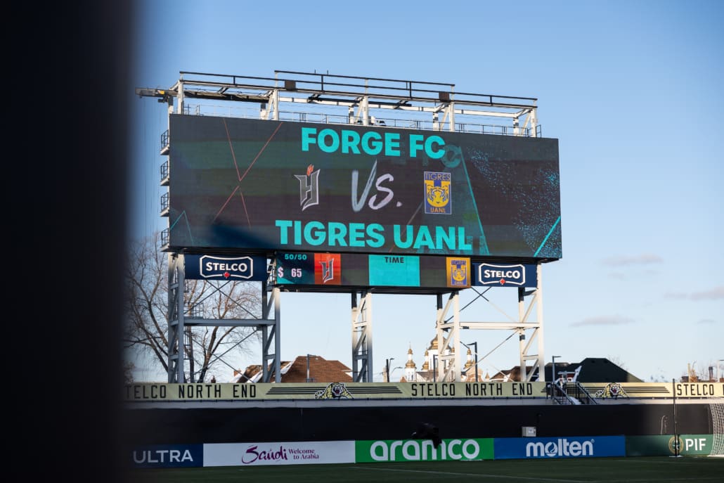 CONCACAF Champions Cup soccer action between Tigres UANL and Forge FC on February 3, 2026 at Hamilton Stadium in Hamilton