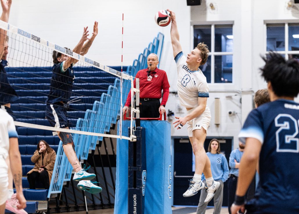 Ontario Colleges Athletic Association volleyball action between the Boreal Vipères and Sheridan Bruins on February 8, 2026 at Sheridan College in Oakville