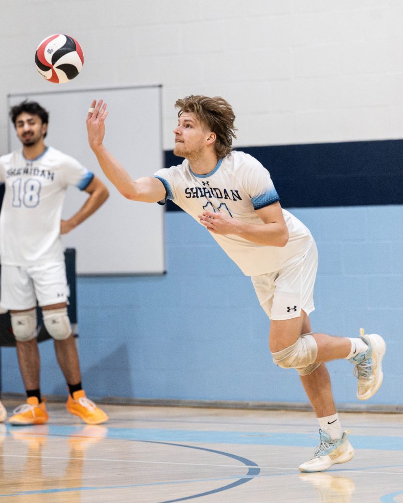 Ontario Colleges Athletic Association volleyball action between the Boreal Vipères and Sheridan Bruins on February 8, 2026 at Sheridan College in Oakville