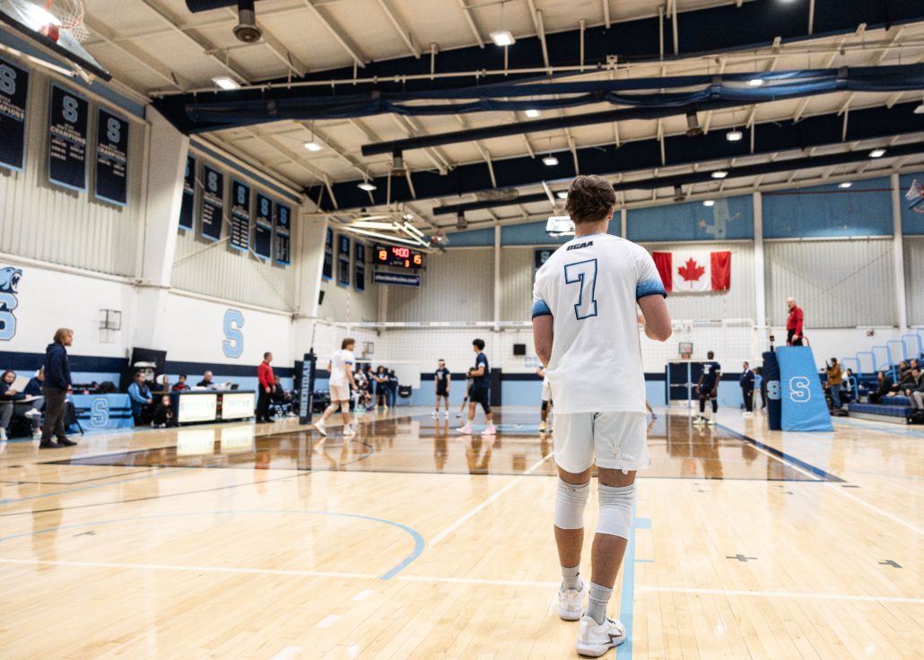 Ontario Colleges Athletic Association volleyball action between the Boreal Vipères and Sheridan Bruins on February 8, 2026 at Sheridan College in Oakville