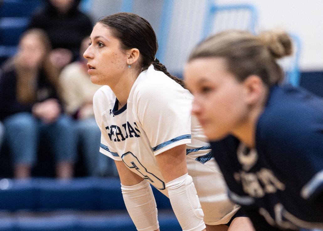 Ontario Colleges Athletic Association volleyball action between the Boreal Vipères and Sheridan Bruins on February 8, 2026 at Sheridan College in Oakville