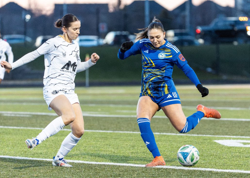 Ontario Premier League soccer game between Scrosoppi SC and Burlington SC on April 11, 2026 at Corpus Christi in Burlington Ontario Premier League soccer game between Scrosoppi SC and Burlington SC on April 11, 2026 at Corpus Christi in Burlington