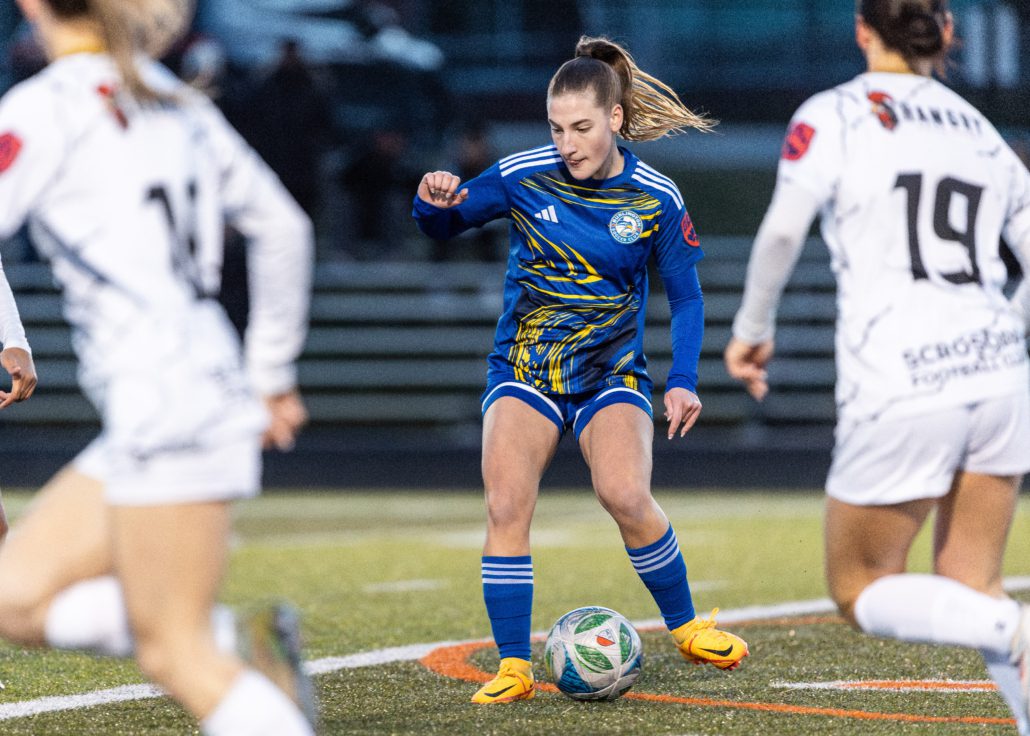 Ontario Premier League soccer game between Scrosoppi SC and Burlington SC on April 11, 2026 at Corpus Christi in Burlington Ontario Premier League soccer game between Scrosoppi SC and Burlington SC on April 11, 2026 at Corpus Christi in Burlington