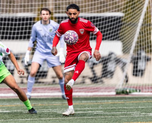 Ontario Premier League soccer game between Sudbury Wolves and Hamilton United on April 11, 2026 at Ron Joyce Stadium in Hamilton
